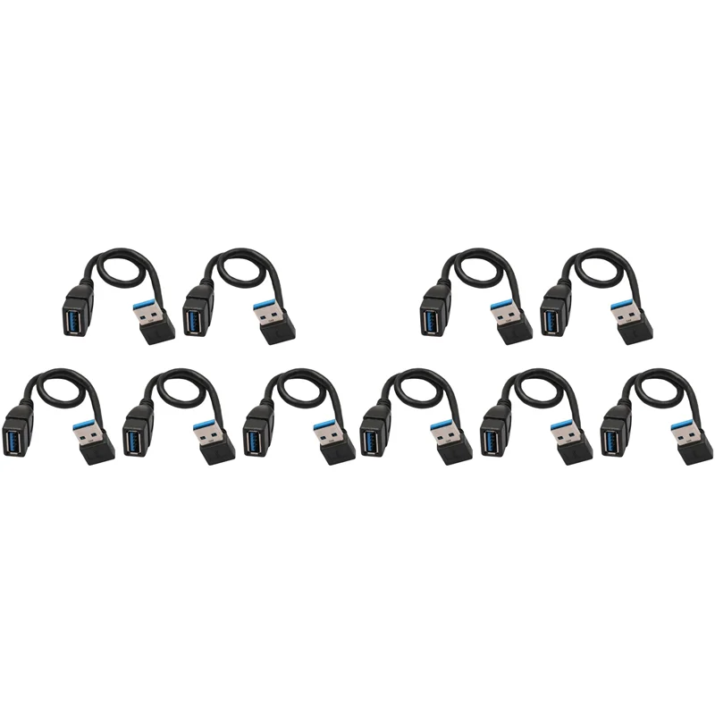 EDT-10X USB 3.0 Right Angle 90Degree Extension Cable Male To Female Adapter Cord, 20Cm