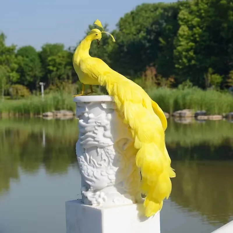 yellow simulation foam&feather peacock model home decoration gift about 50cm a0150