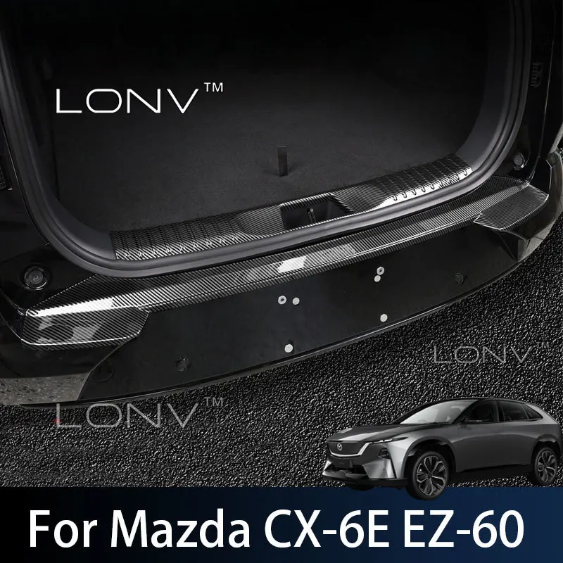 Für Mazda CX-6E EZ-60 2026 2025 Kofferraum ABS Carbonfaser Schwellenleiste Heckklappe Anti-Kick-Kofferraumabdeckung Zubehör