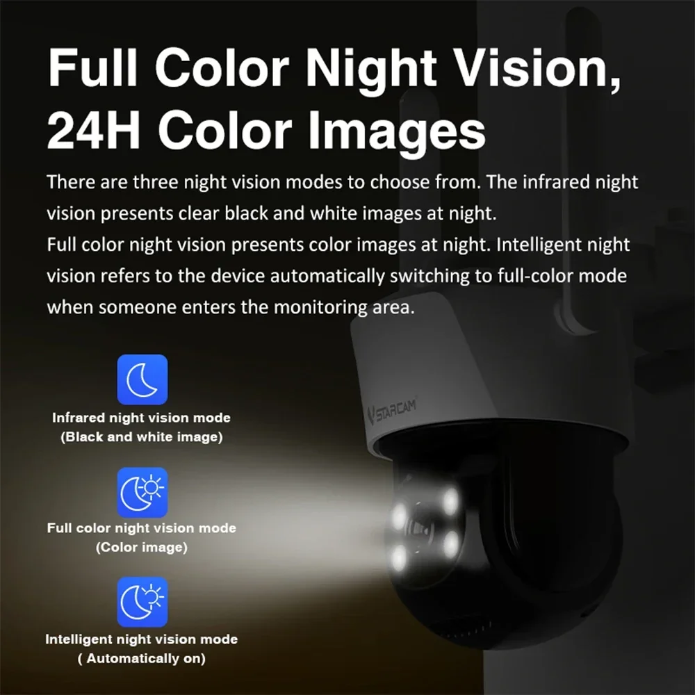 Vstarcam 3MP PTZ IP Camera Wifi Outdoor IP66Waterproof Smart Tracking Human Detection Full Color Vision Wireless Security Camera