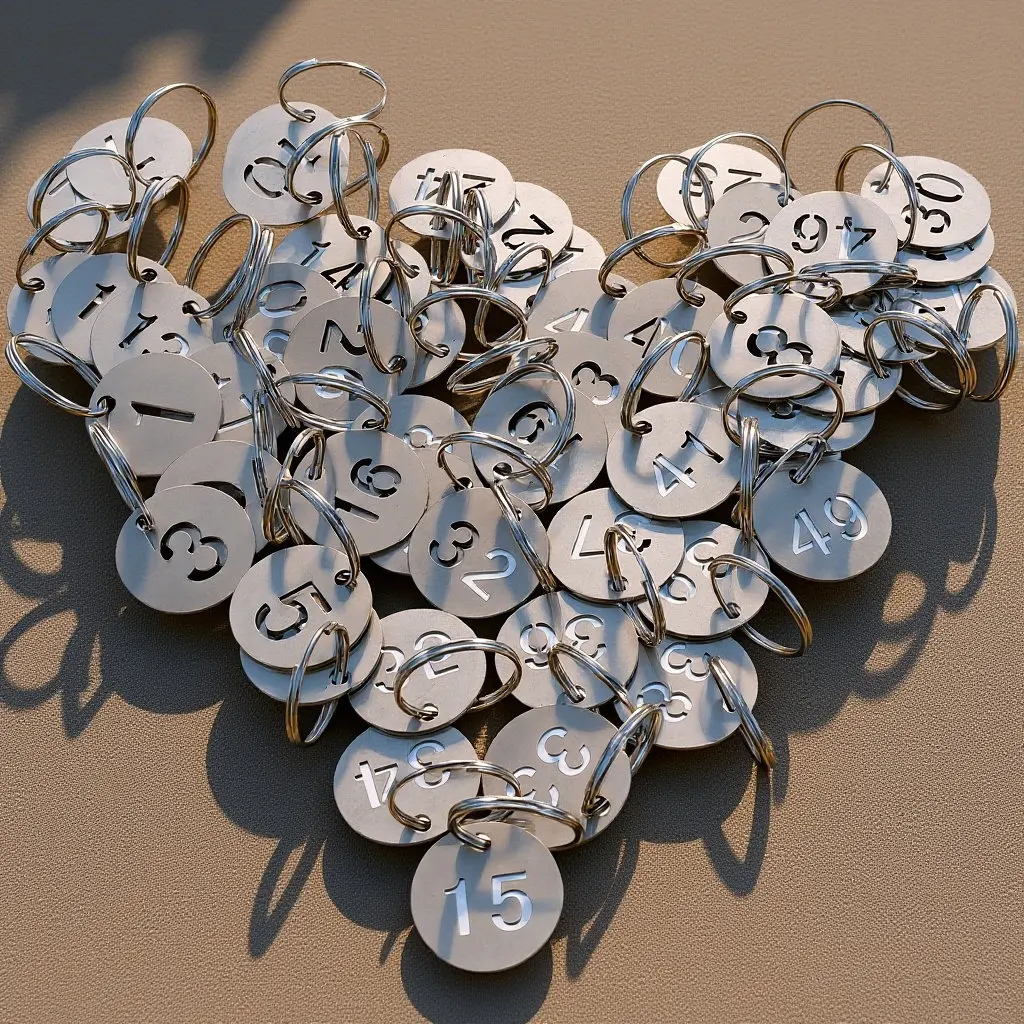 50Pcs Round Numbered Stainless Steel Tags Portable Key Ring Tags Heavy Duty Key Identifiers for Luggage Dorm Office Locker