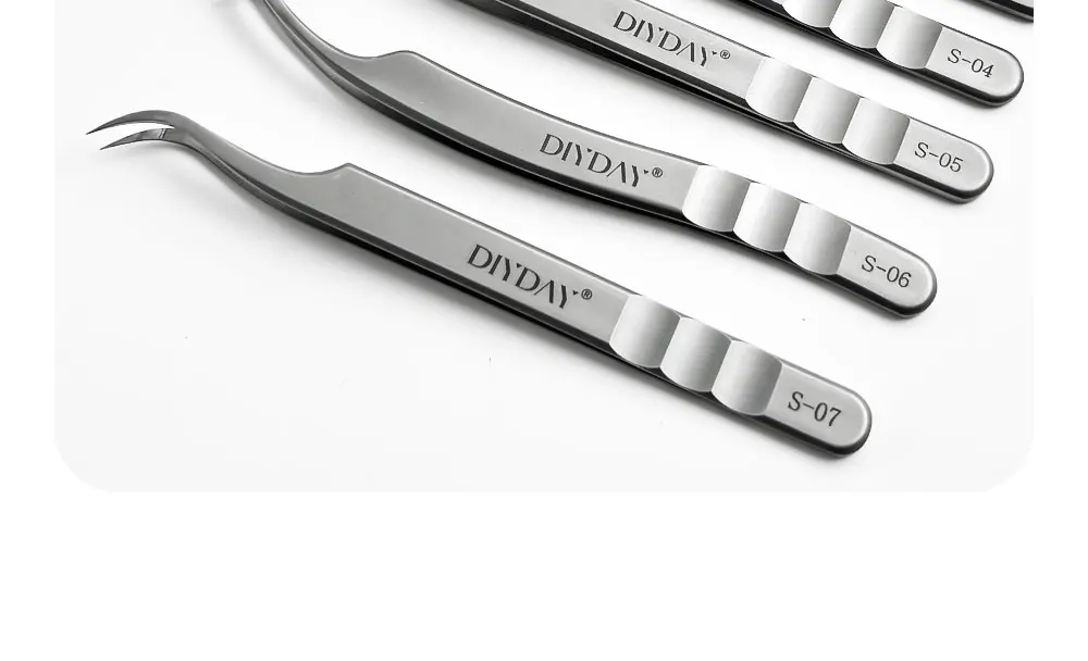 DIYDAY Wimpernverlängerungspinzette, Edelstahl, Augenbrauen-Präzisionspinzette, Faserspitze, Volumenisolierung, Wimpernverlängerungspinzette – Detail 14