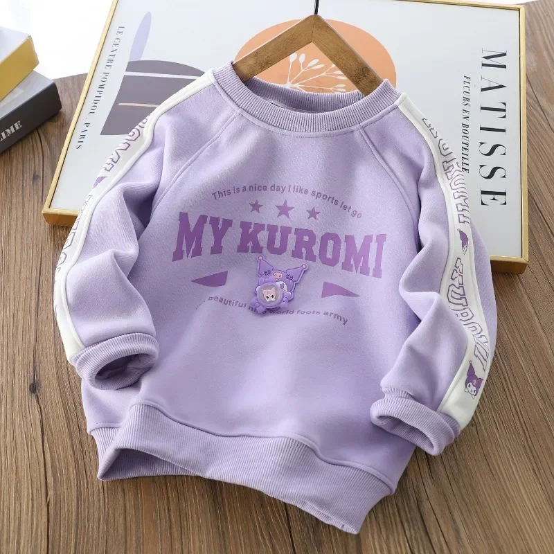 

Sweet Anime Kawaii Sanrio Ins Long Sleeved Hoodie Cute Cartoon Children Loose Kuromi Fleece Shirt Clothing Gifts for Kids