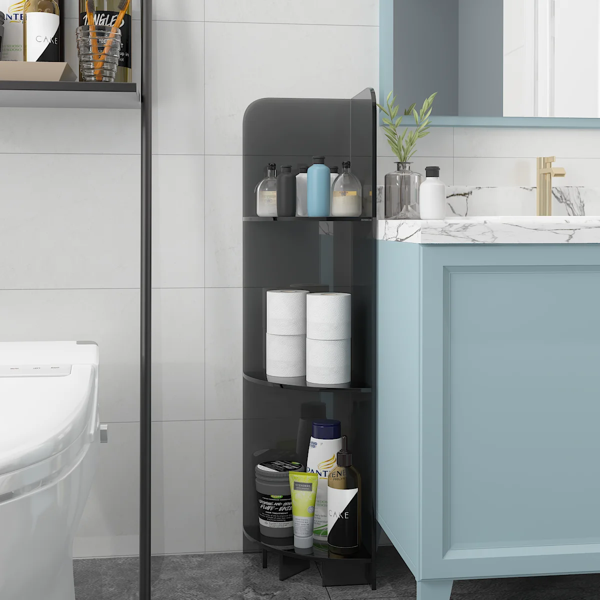 Shelf Floor-to-ceiling bathroom Corner cabinet Light luxury tripod Kitchen corner cabinet Toilet storage cabinet