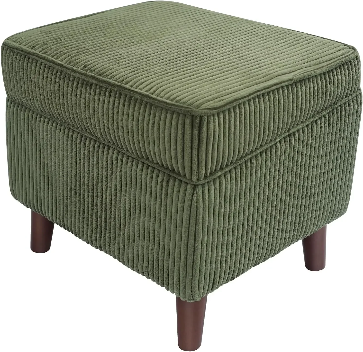 Ottoman with Adjustable Lid, Soft Step Stool, Footrest and Seat, Ottoman Foot Rest for Living Room, Bedroom, Dorm, Green