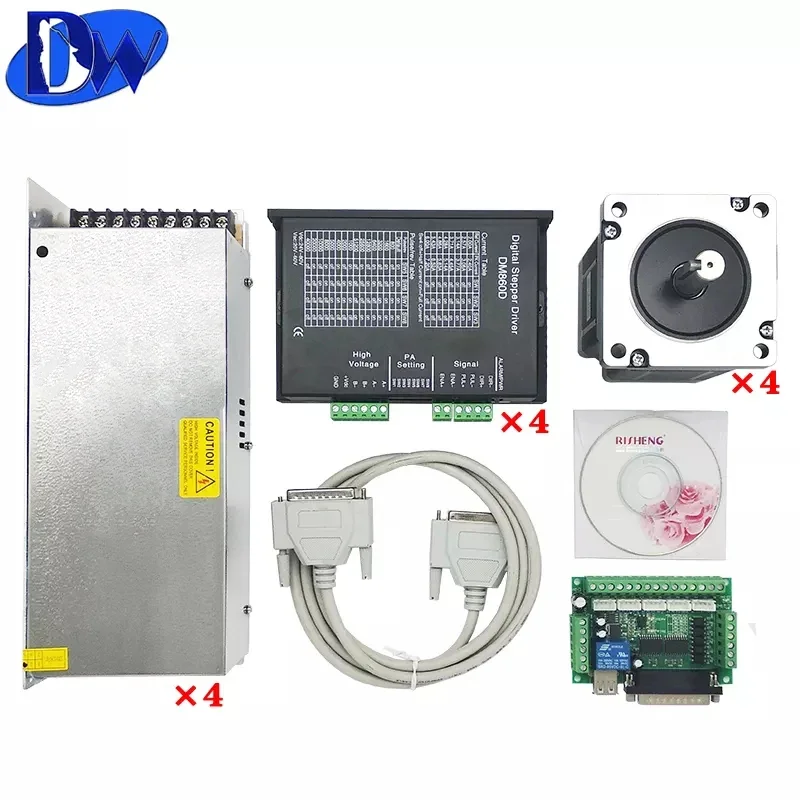 Cnc kit 4 sumbu nema34 1666oz-in nema 34 motor stepper dengan kit papan pengontrol untuk mesin ukir router cnc