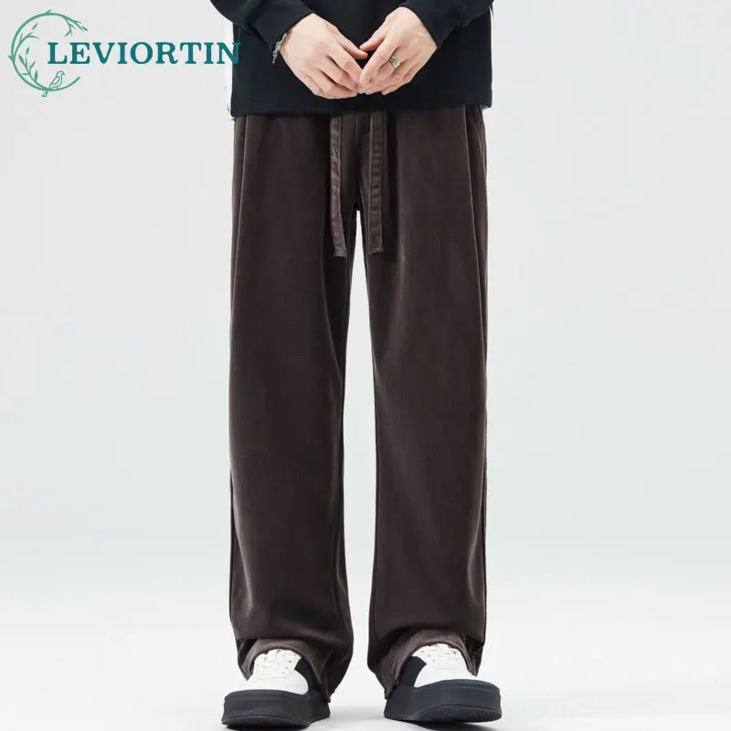 

Мужская весенне-осенняя новая стильная свободная уличная универсальная рабочая одежда в американском стиле ретро с завязками на ногах, повседневные стираные брюки