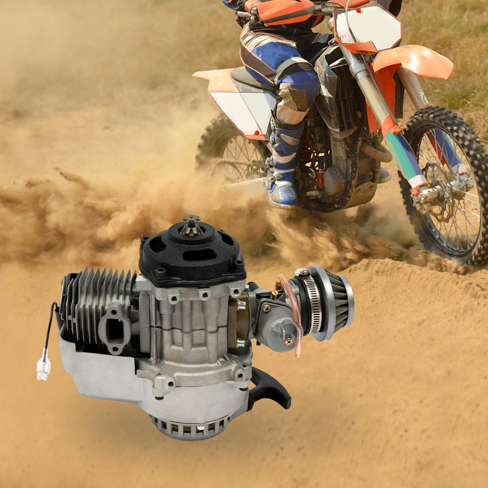 49CC محرك دراجة نارية صغير سحب بدء المحرك محرك الغاز 1.7kw 3-Horsepower 2-السكتة الدماغية اسطوانة واحدة تبريد الهواء #4