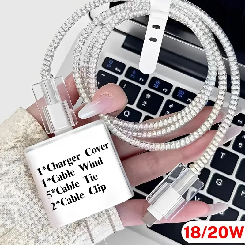 

1 комплект, прозрачный защитный мягкий чехол для iPhone 16, 15, 14, 18/20 Вт, быстрая зарядка, USB-кабель для передачи данных, защитный чехол