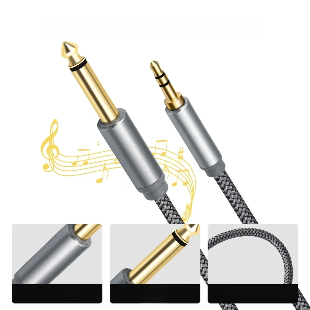 Reliable 6.35mm FOR TS to 3.5mm TRS Audio Cable with Gold Plated Connectors and Oxygen Copper Conductors 1m to 7.6m