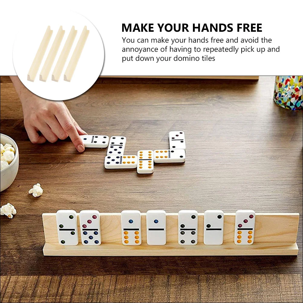 4 Pcs Mexican Train Rack Base Dominoes Wooden Displaying Holder Bracket Accessories Stand