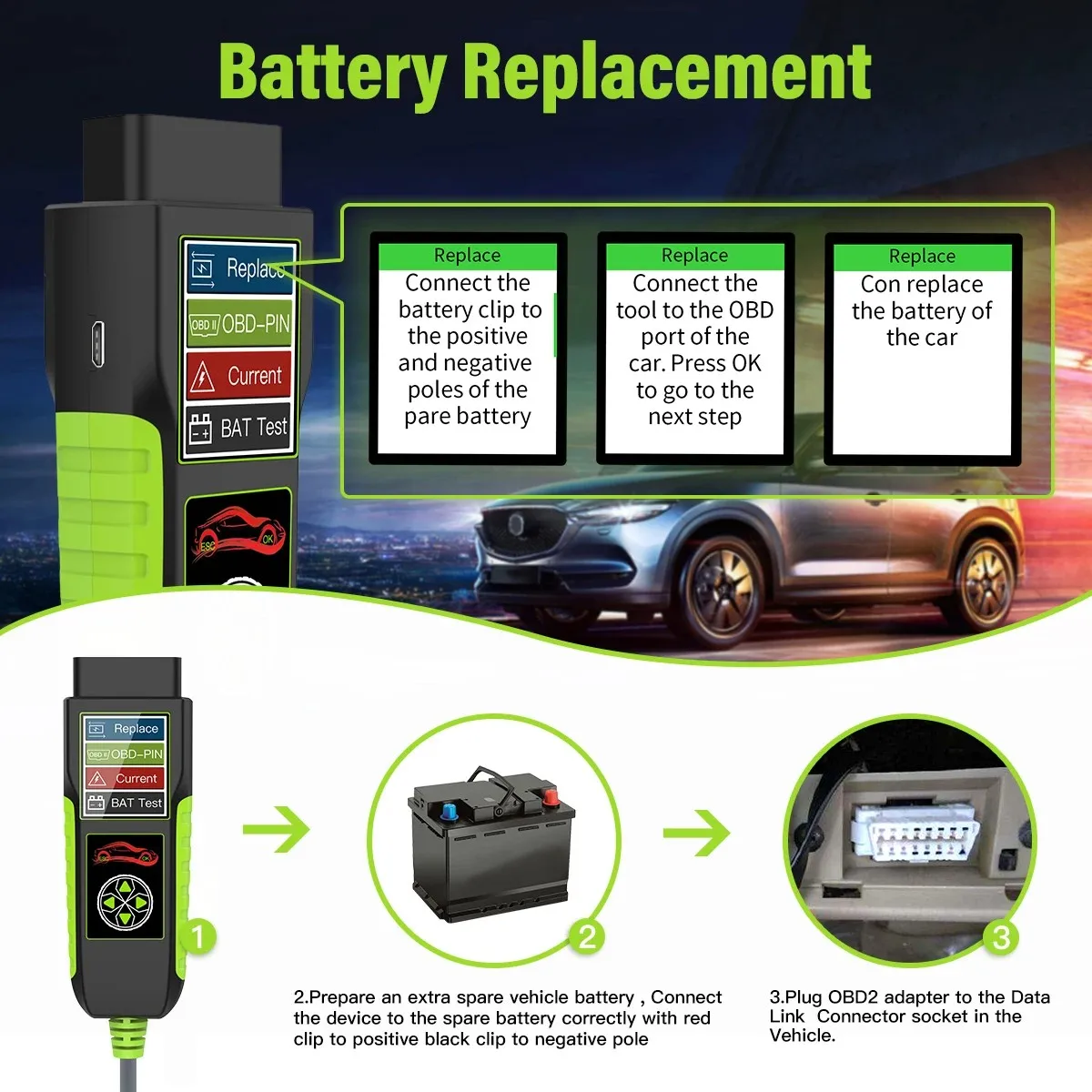 Topdiag BT400 Car Battery Tester Automotive OBD Scan 12V/24V 20-2000 CCA Battery Analyzer Load Test Auto Cranking Charging Tool