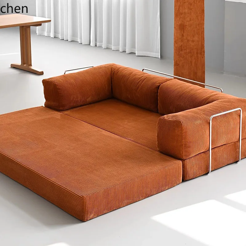 HXL corduroy teddy sofa small apartment living room loft removable and washable folding lazy sofa bed