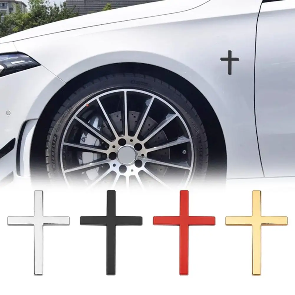 

3D Metal Cross Car Emblem Badge Sticker, Chrome Car Accessories for Auto Motorcycle Truck SUV Rear Trunk Hood Decoration