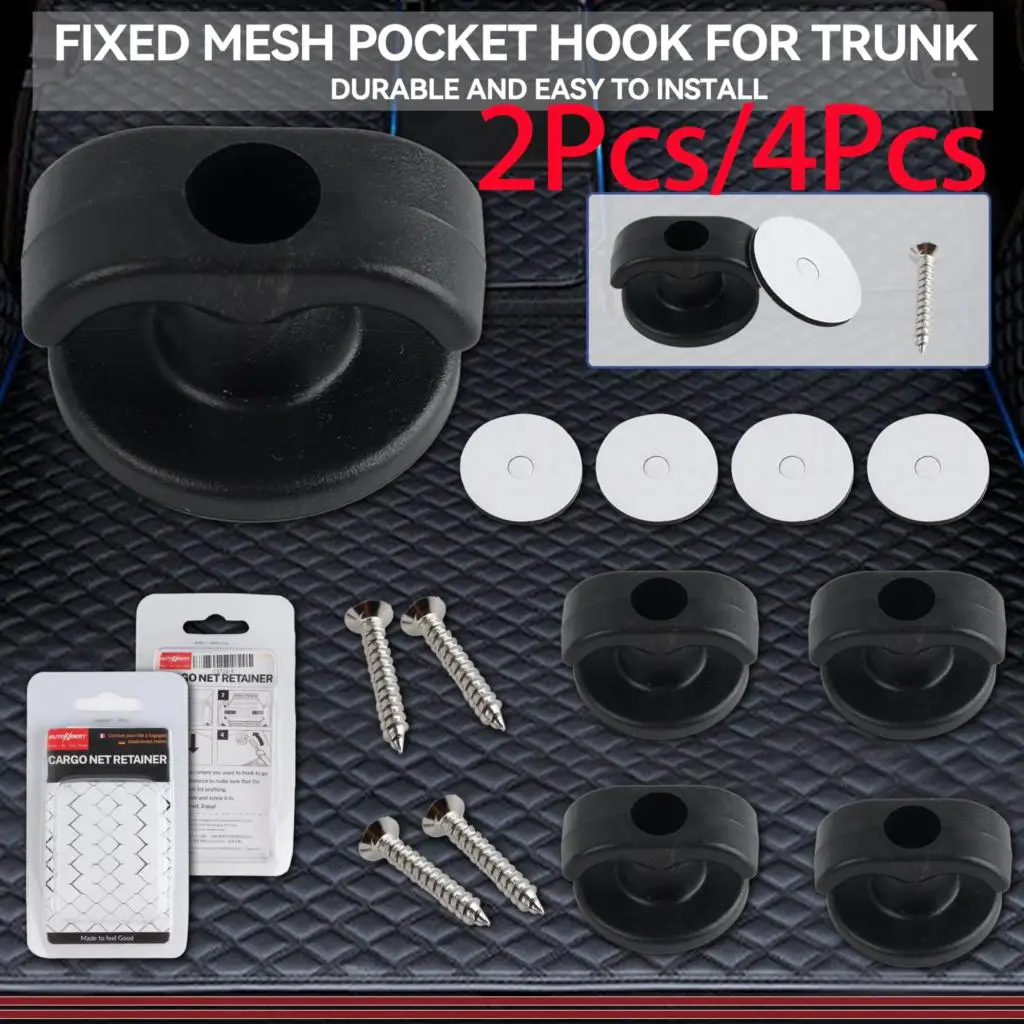 

Set of 4 Screw Hook Universal Car Trunk Auto Tie Down Envelope Cargo Luggage Ring Loop Hanging Clips Storage Fastener Adhesive