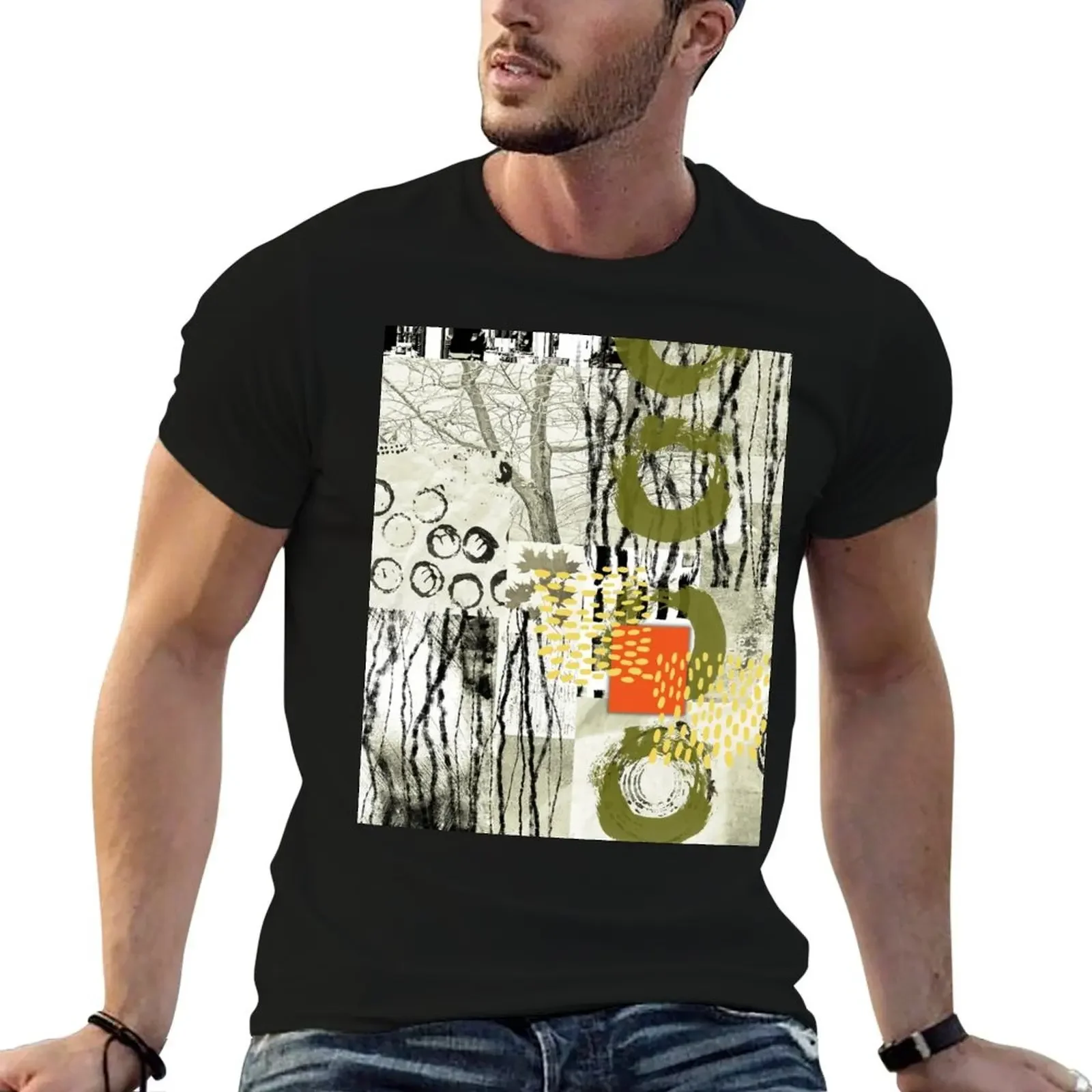 Monochromatic Abstract Art T-Shirt summer top anime shirt Men's t-shirts