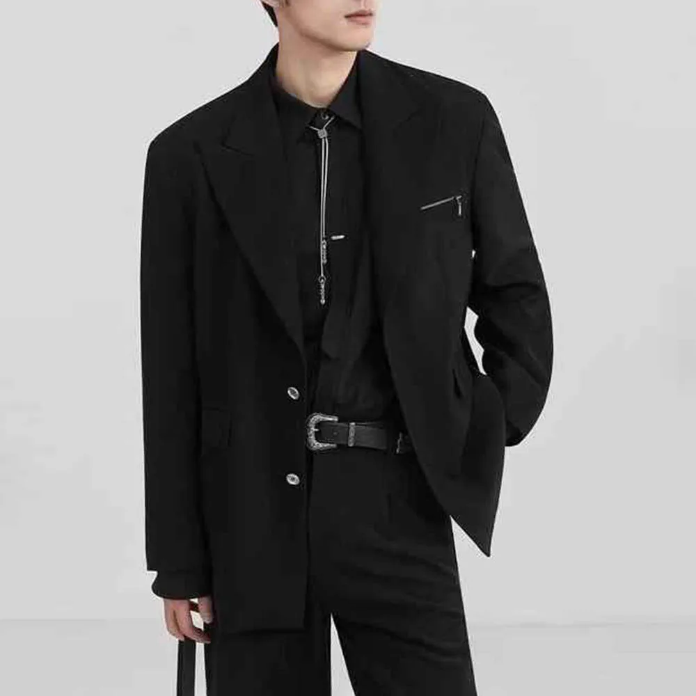 

Men's Solid Color Long-Sleeved Suit Jacket American Retro Fashion Trend High Street Loose Niche Men's Spring And Autumn New Tops