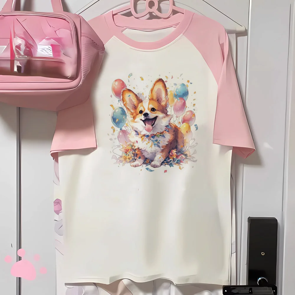 

Женская футболка Corgi, женская футболка Манга, забавная женская футболка