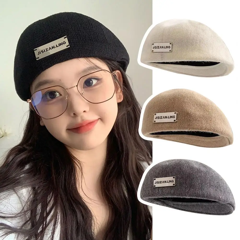 Retro Painter Hat Solid Color Beret Stylish Knitted Beret Hat Breathable Retro Cap for Women Girls for Spring Autumn Fashion