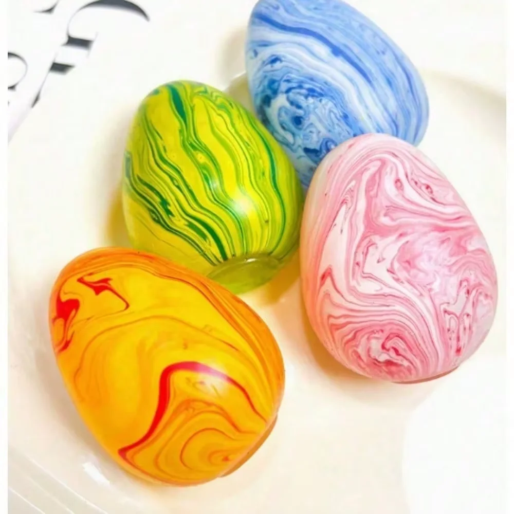 Flow Pattern Egg Maltose Squishy Fidget Toy Easter Themed Slow Rising Hand Squeeze Sensory Toy Office Desktop Anti-Anxiety Holiday Decor For Teens Adults
