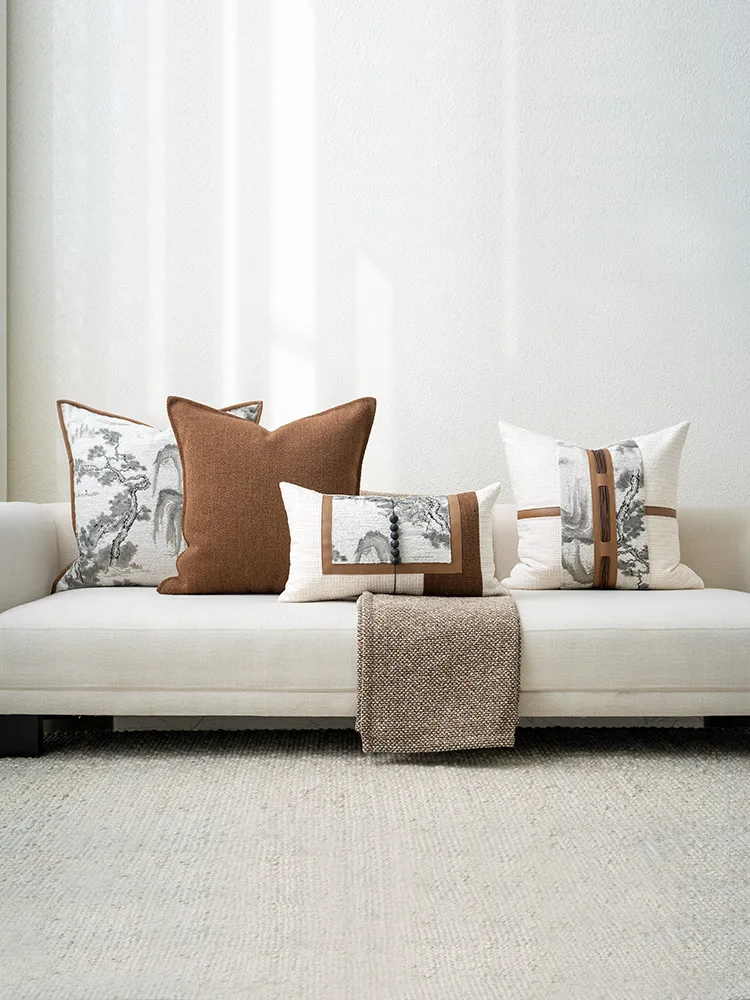 

Современная китайская подушка для дивана, горная водная пена, живопись, легкая роскошная комбинация, домашний декоративный кион