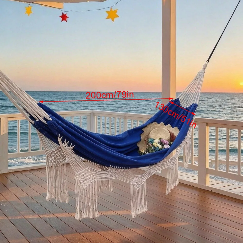 Outdoor camping hammock - Beach widened double swinging hammock - Bohemian style travel suspended swing hammock