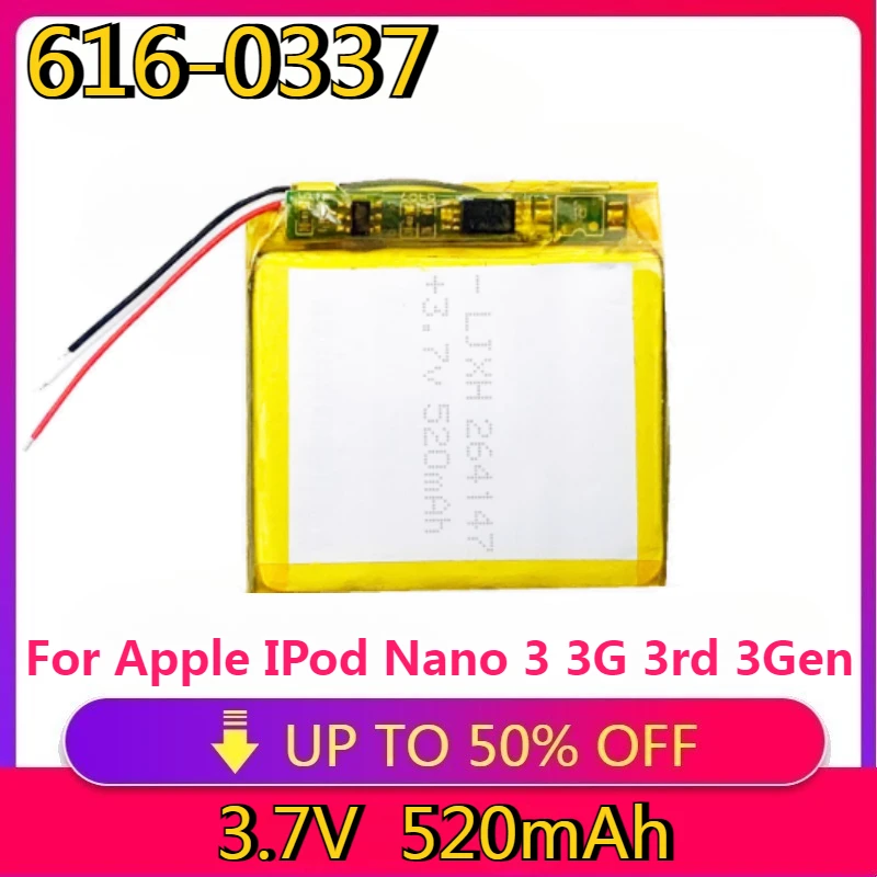 

High Quality Replaceable 616-0337 Replacement Battery for Apple IPod Nano 3 3G 3rd 3Gen Generation 3TH MP3 A1236 Nano3 Battery