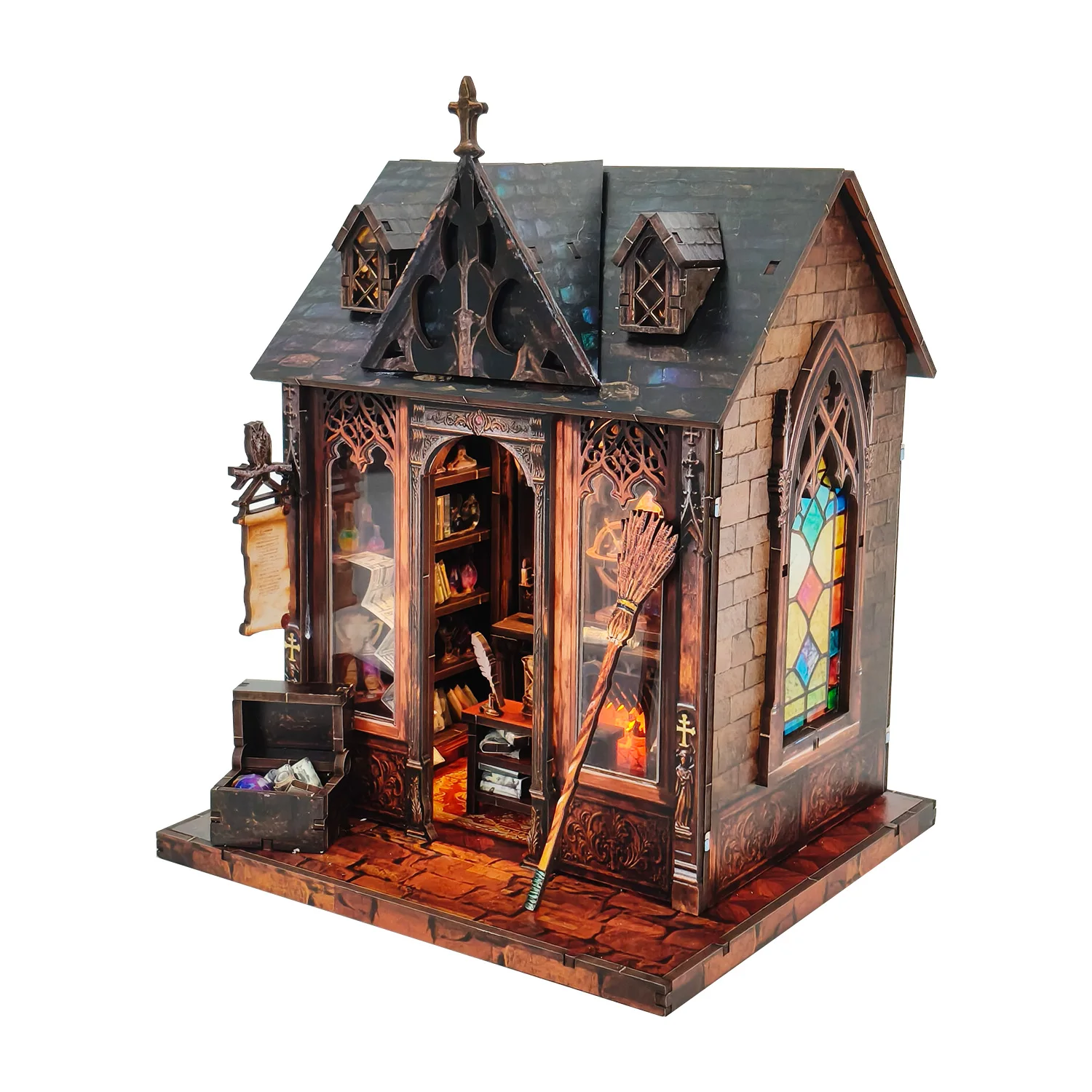 

DIY hut 3D three-dimensional assembly building miniature model gift booknook bookend book nook