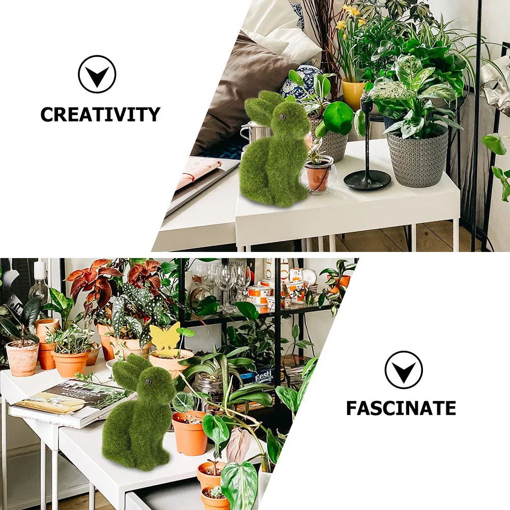 

3Pcs Resin Rabbit Decor Moss Bunny Statues Easter Decorations for Garden Yard Desk Party Spring Accent Rabbit Decor