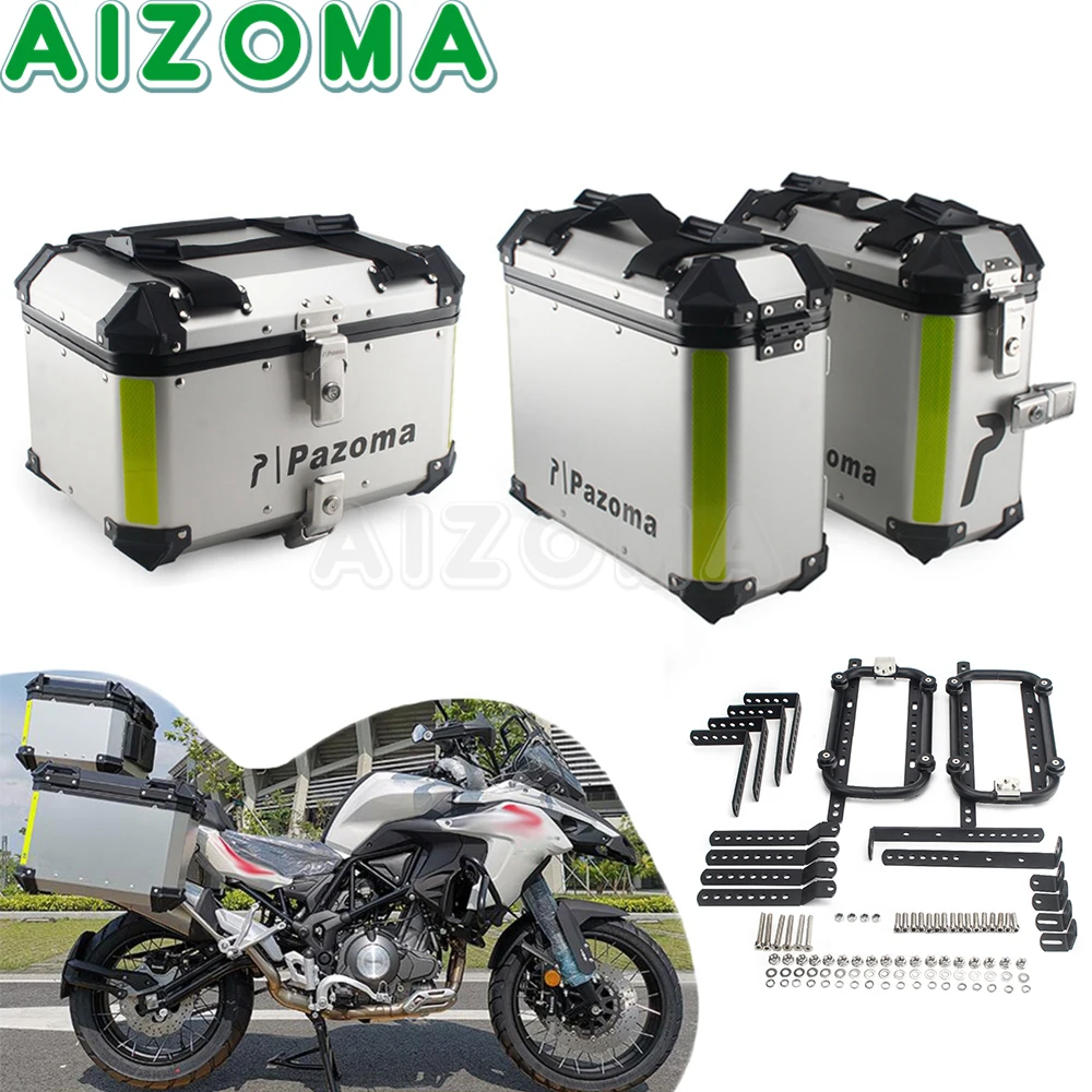 

Motorcycle Rear Saddlebag Top Case Side Luggage Box For Honda Suzuki Ducati BMW V-Storm 650 Aluminum Luggage Trunk Storage Trunk