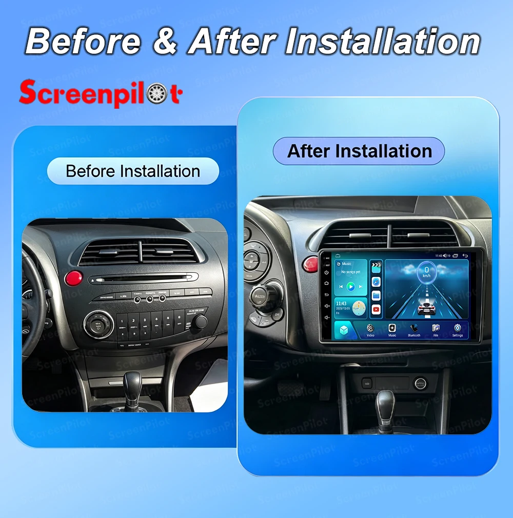 Android 16 For Honda Civic Hatchback 2006-2011 Car Radio Stereo Head Unit Multimedia Video Player GPS Navigation 2K QLED 9 Inch