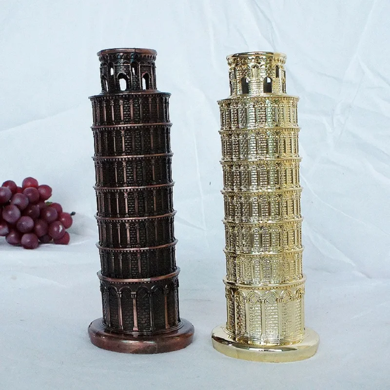 Simulated Metal Leaning Tower of Pisa Italy Landmark Ancient Building Tourist Souvenir Home Room Decor Furnishing Articles Gifts