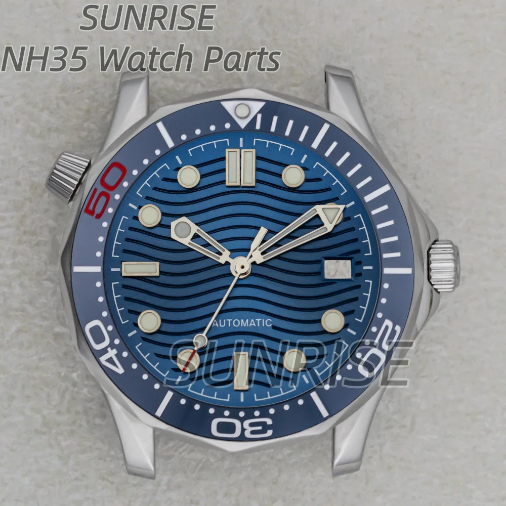 

NH35 Case 41mm Waterproof for Seamaster 300 NH35 NH36 movement 31mm Dial Hands Stainless Steel Band Transparent Back Watch Parts