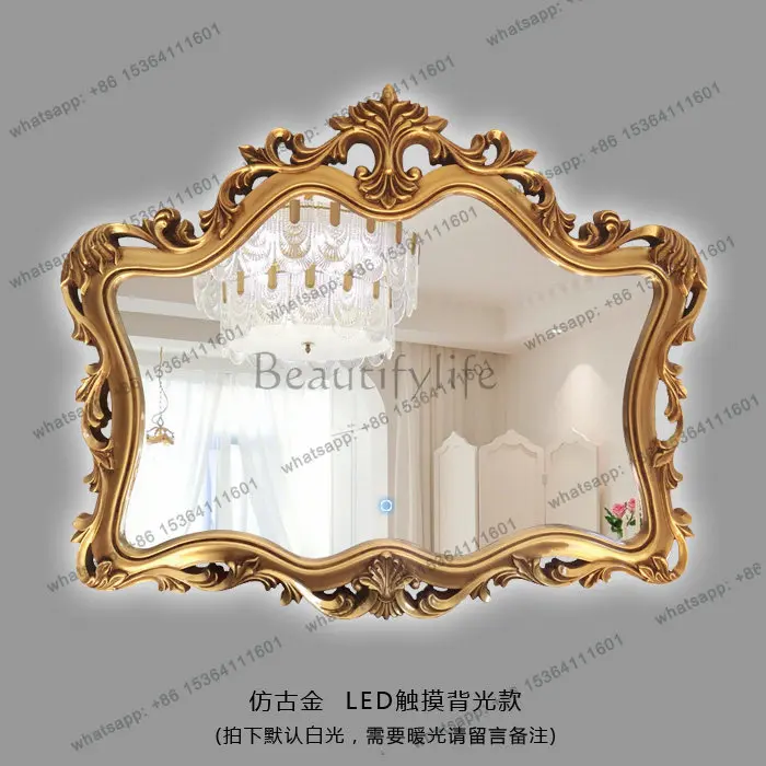 LSNordic Luxury Mirror Shower Bathroom Gold Hanging Irregular Aesthetic Vanity Mirror Vintage Decoration Spiegels Home Products