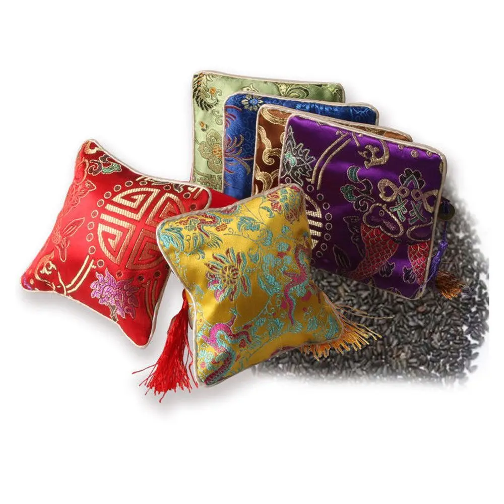 Jewelry Buddhist Fabric Packaging Quartet Zipper Floral Beads Jewelery Bag Tips Bag Handbags Wallet