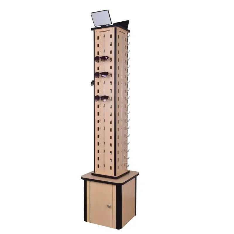 Custom Wooden Eyewear Display Stand Desktop Optical Sunglasses Holder Storage Rack for Shop Counter Showcase Organization