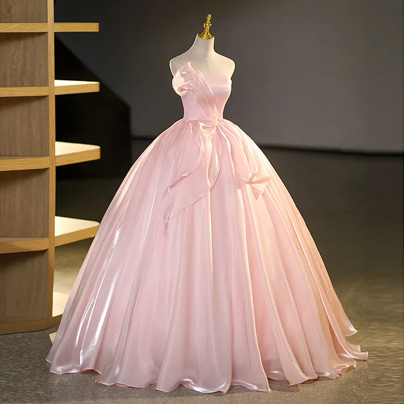 Vestido de noite de banquete, vestido longo feminino, emagrecimento, presentador de socialite, temperamento francês elegante sem alças, vestido sofisticado