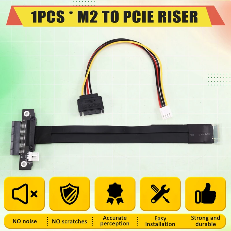 Super Sale M2 to PCIE Riser PCIe X4 PCI-E3.0 4x to M.2 NVMe M Key 2280 Riser Card M2 Key-M PCI-Express Extension Cord 32G/Bps