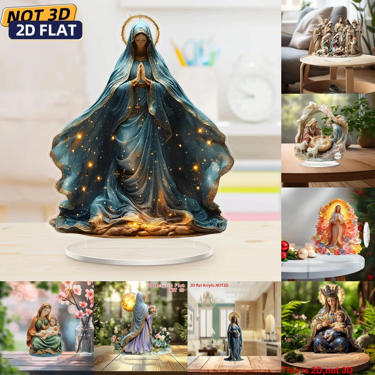 2D flache Acryl christliche Religion Weihnachtstag Stand Tischdekoration, Zuhause, Büro, Café, Zimmer, Studio, Desktop-Ornament Schild Geschenk