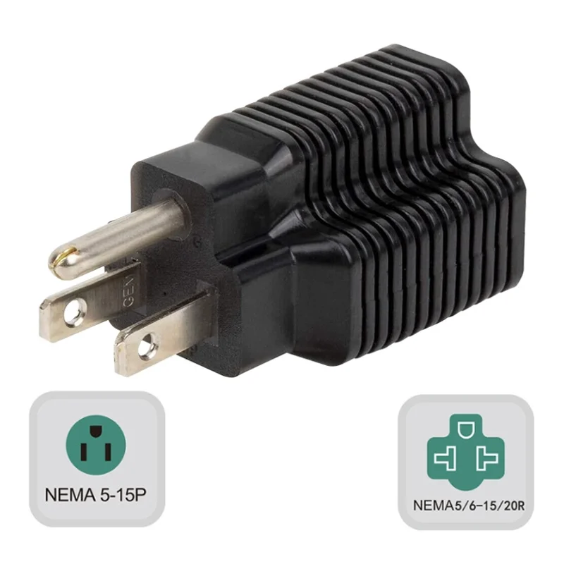 Czarny Nema 5-15P do 5-15R 5-20R 6-15R 6-20R Wtyczka zasilacza męska do żeńska Wtyczka adaptera podróżnego dla USA Kanada Japonia Meksyk — zdjęcie produktu 2