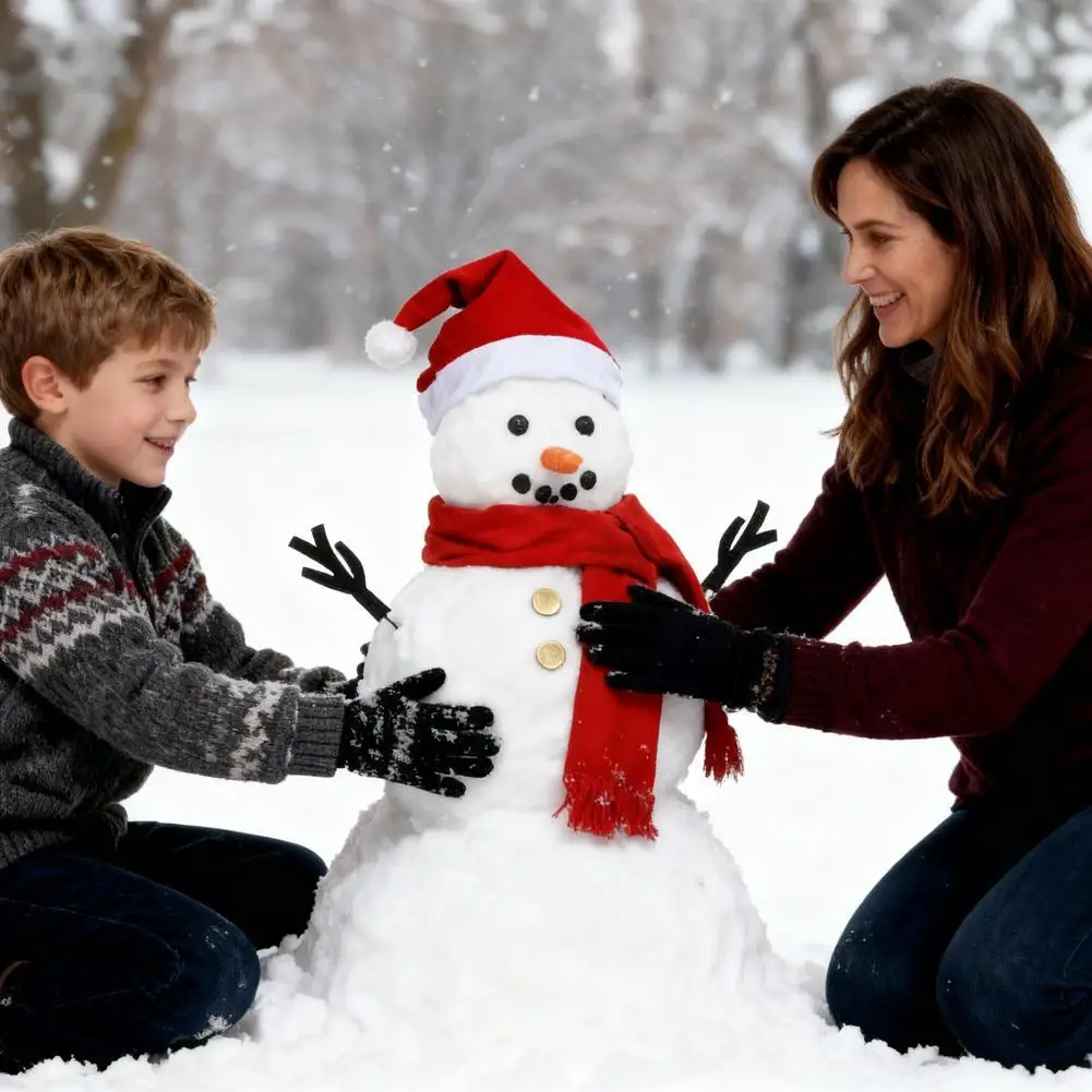 Wooden Christmas Snowman Dressing Set With Long Cozy Scarf Carrot-shaped Nose Round Buttons Realistic Twig-like Arm Garden Decor
