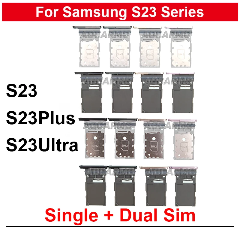 

Single And Dual Sim Card For Samsung Galaxy S23 Plus S23+ S23Ultra Sim Tray Holder Socket Slot Repair Replacement Parts