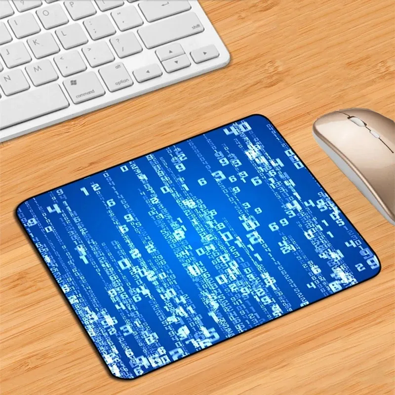 Technology Matrix Binary Code Rubber Desk Pad Mouse Protector Non-Slip Small Home Office Desk Mat Pc Laptop Gaming Mouse Pad