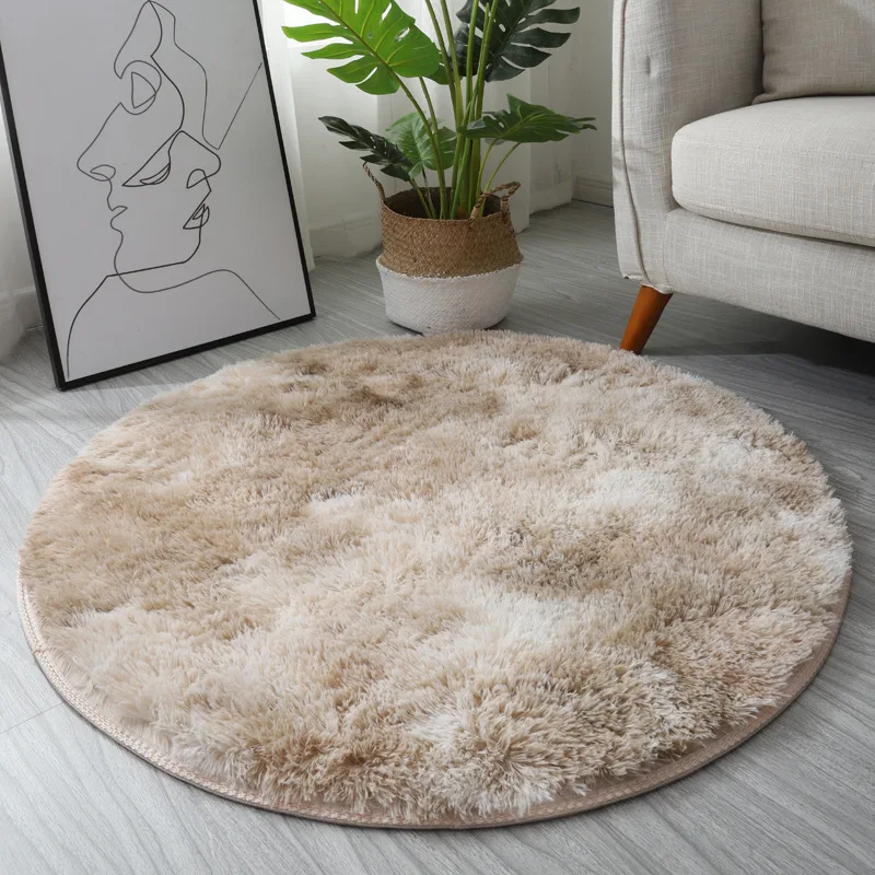 Ins Style Creative Gradient Color Living Room Carpet Bedroom Bedside Round Soft Foot Pad Bay Window Decoration Large Carpet