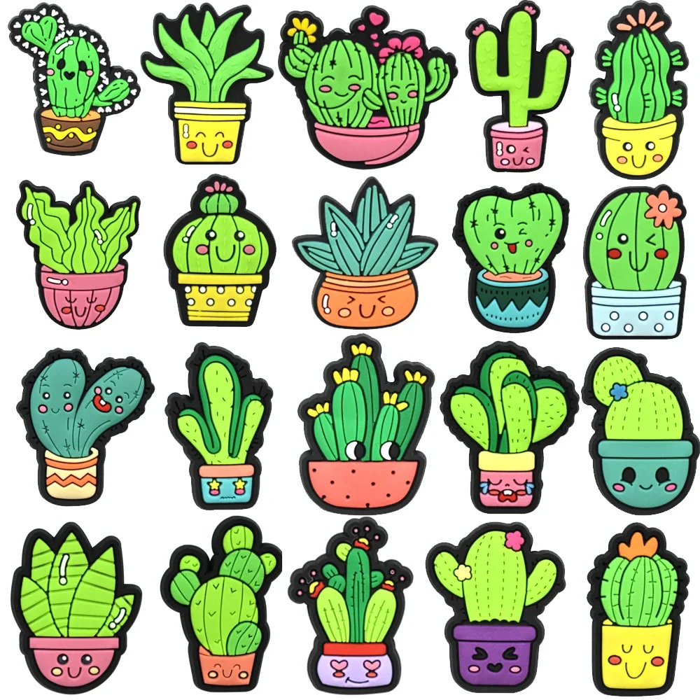 Cute Cactus Shoe Charms Pin for Crocs Accessories Charms Clogs Bubble Slides DIY Shoe Decoration Buckle Party Gifts