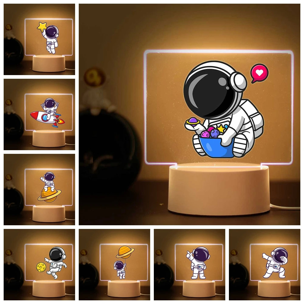 

Carefree astronauts 3d Illusion Night Lamp for Table Desk Decor Boys Girls Birthday Gift