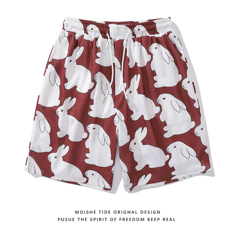 

2026 Hawaiian Style Floral 3D Casual Beach Shorts with Full Print, Men's Loose Fit Couple Sports and Fitness Five Quarter Pants