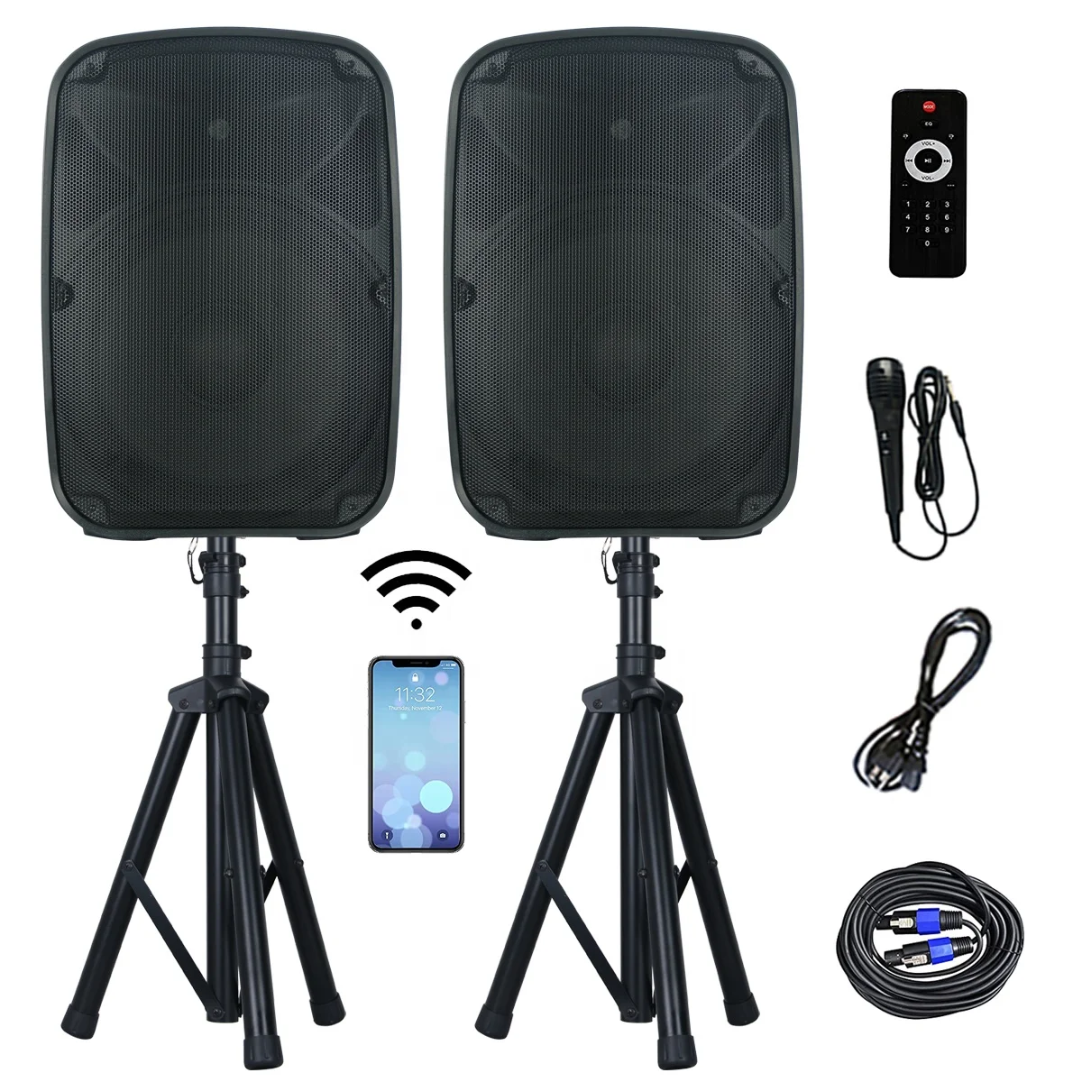 

Pabrik profesional audio 1000W Combo 2x15 "Wireless Karaoke set PA speaker sistem kotak suara portable pesta sistem DJ Bocina