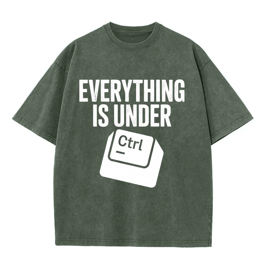T Shirt Men Everything Is Under Ctrl Funny Programming Joke Printing Cartoon Graphic T-Shirts Лонгслив Soft Pure Cotton