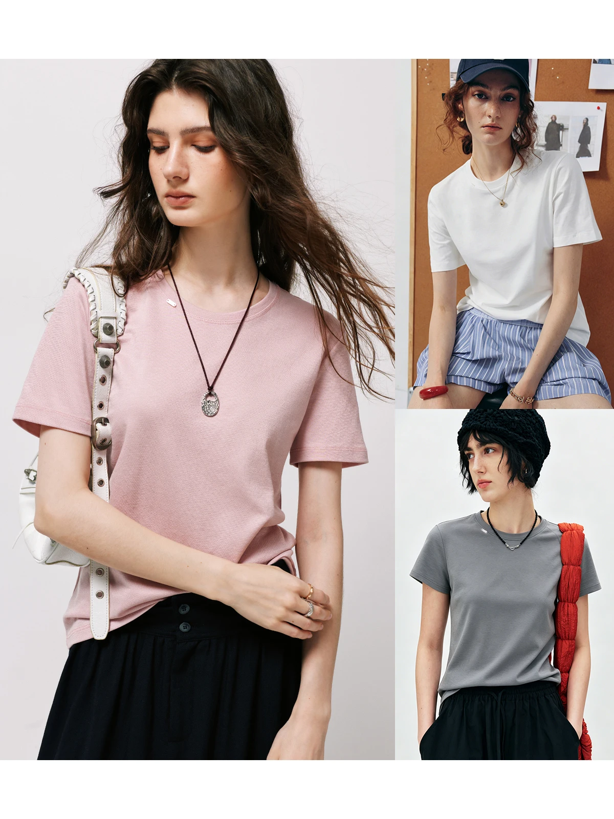 Minimalist Lenzing Tri-acetate Blend T-shirt round Neck Short Sleeve Women's Regular Fit Short Sleeve round Neck T-shirt